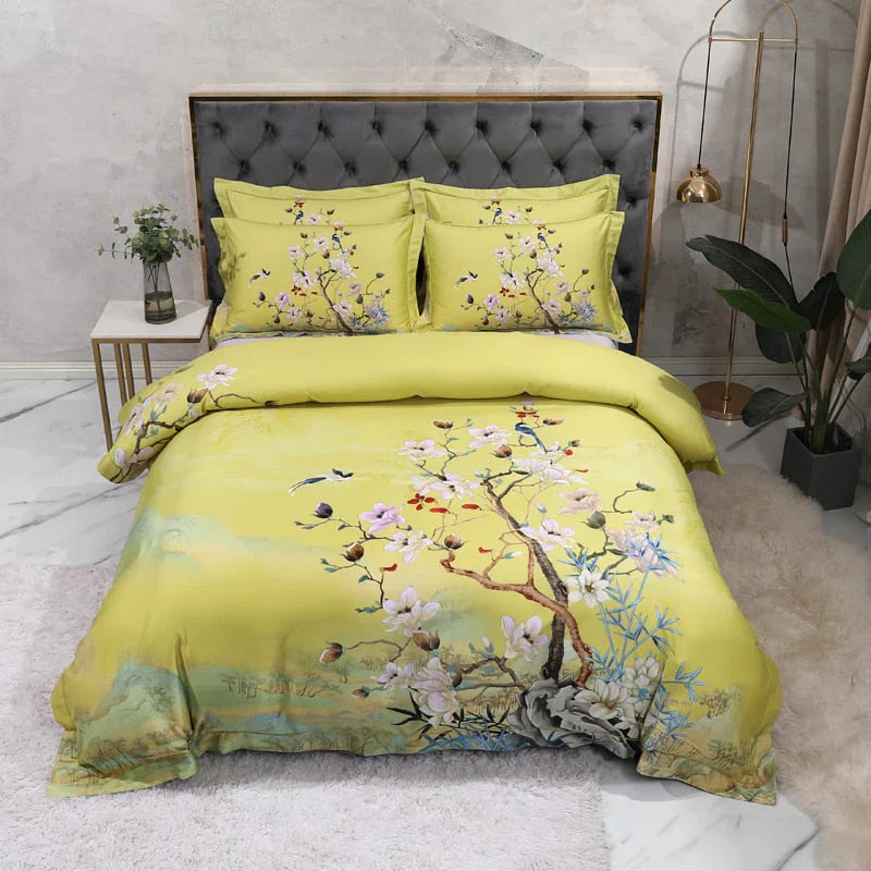 Juego de cama de lujo de 4 piezas en 100 % algodón egipcio de 600 hilos