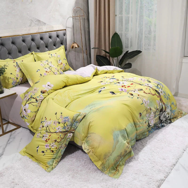 Juego de cama de lujo de 4 piezas en 100 % algodón egipcio de 600 hilos