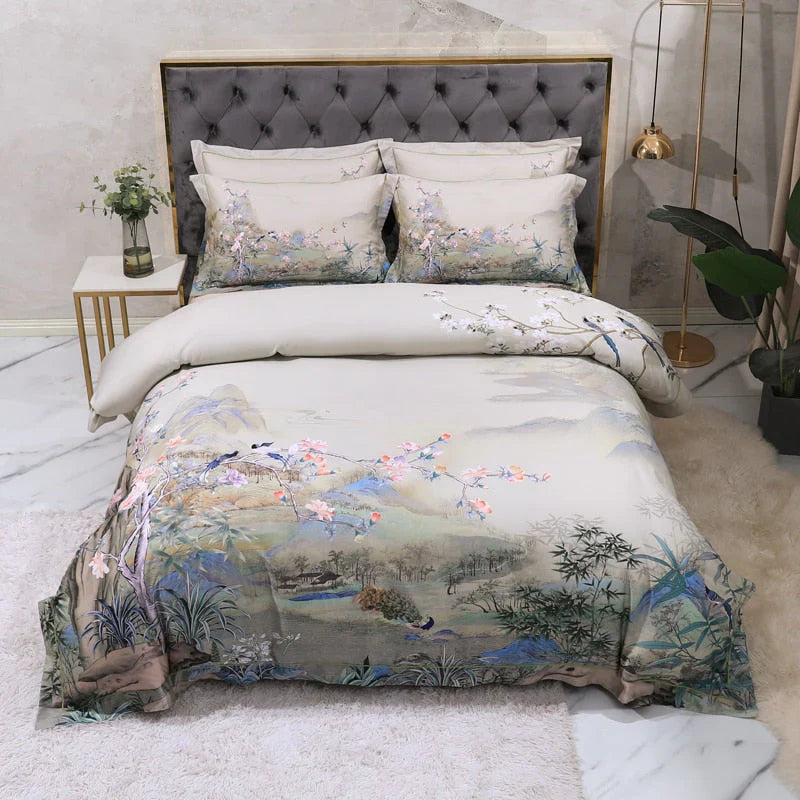 Juego de cama de lujo de 4 piezas en 100 % algodón egipcio de 600 hilos