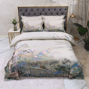 Juego de cama de lujo de 4 piezas en 100 % algodón egipcio de 600 hilos
